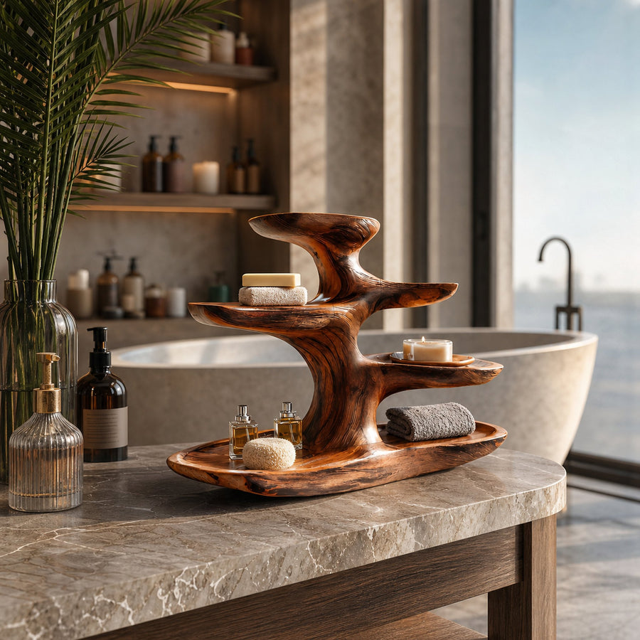 Modern Carved Bathroom Shelf For Bathroom Decor