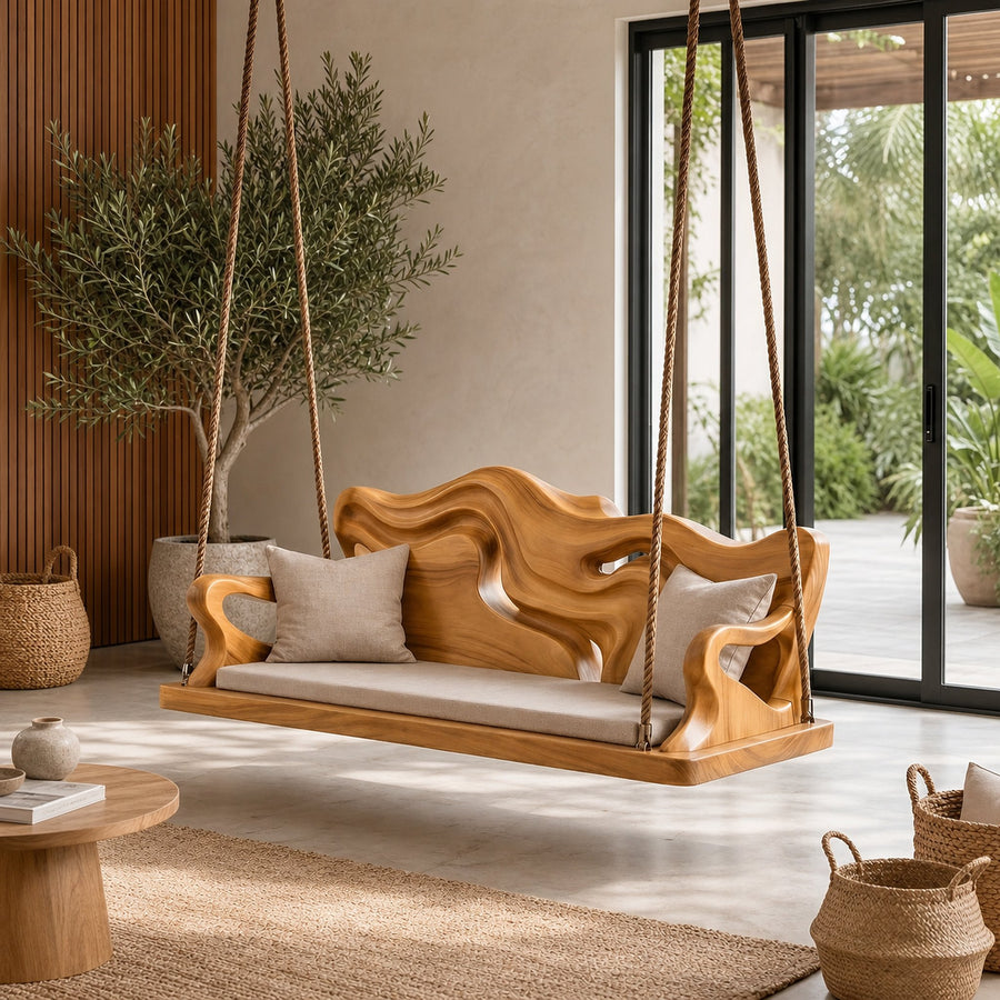 Modern Carved Crest Indoor Swing Open Living Interior