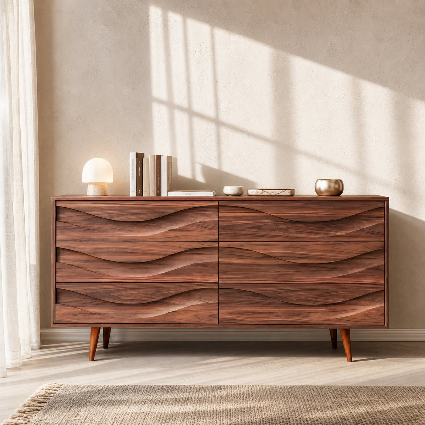 Modern Carved Wave Front Sideboard For Entryway Living Room - product view 6