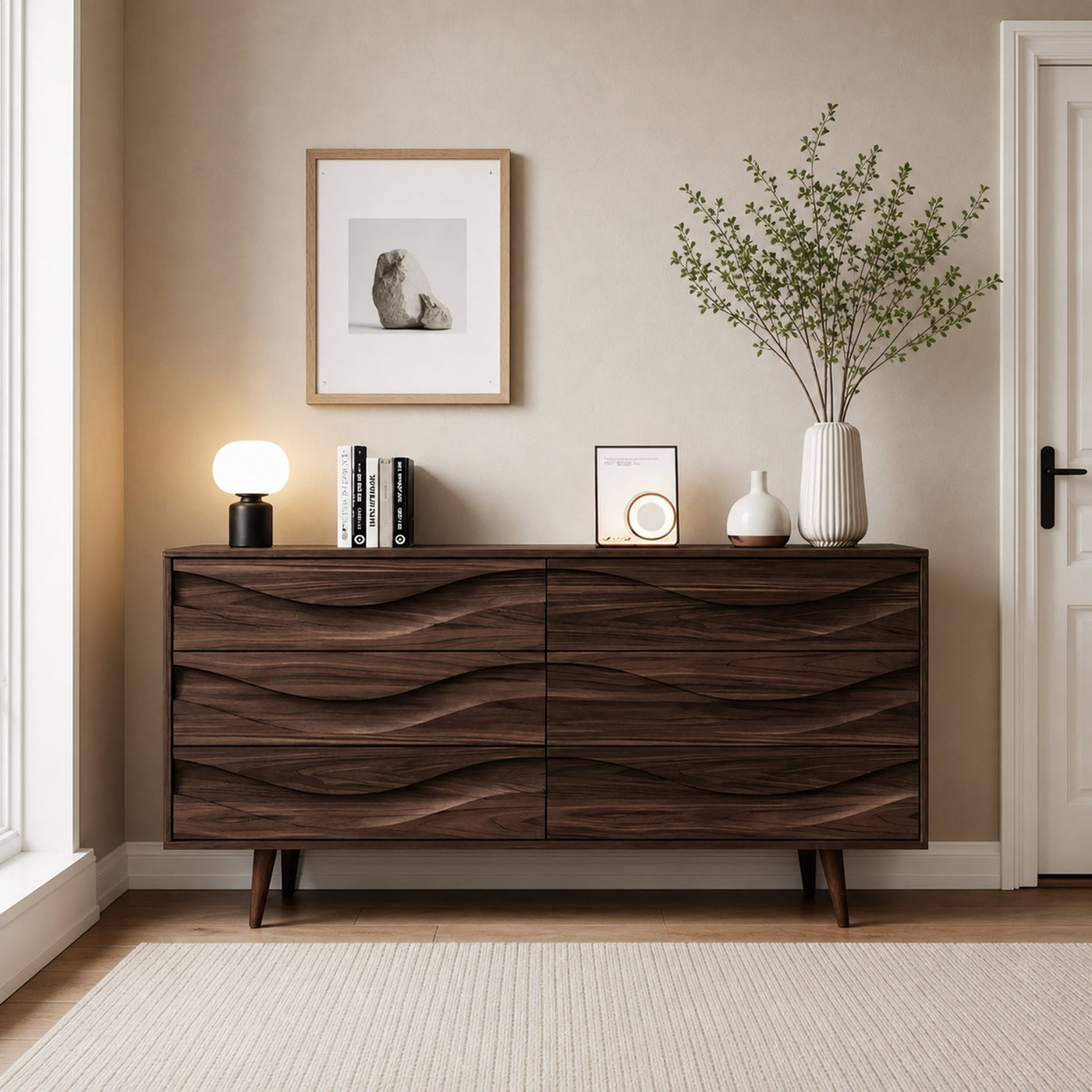 Modern Carved Wave Front Sideboard For Entryway Living Room - product view 7