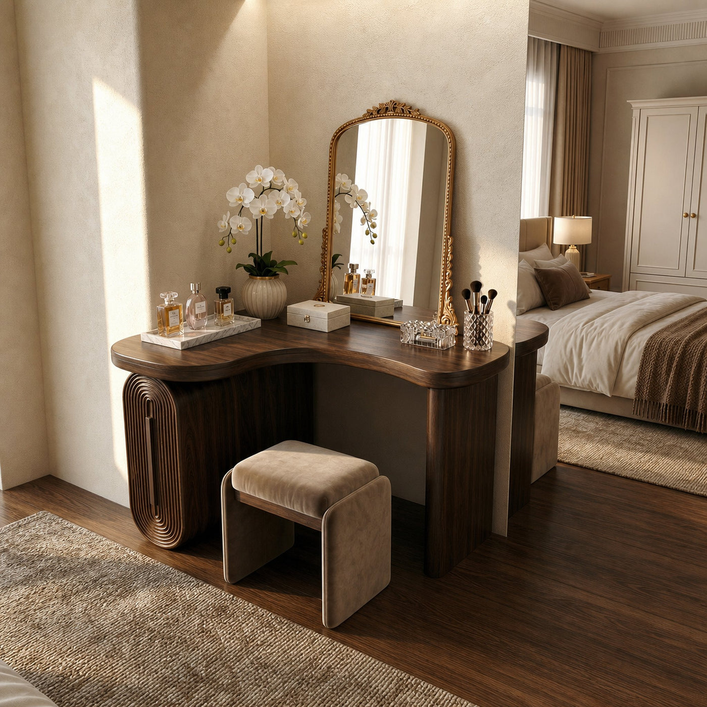 Modern Corner Makeup Vanity Desk With Drawers For Bedroom And Apartment - product view 7
