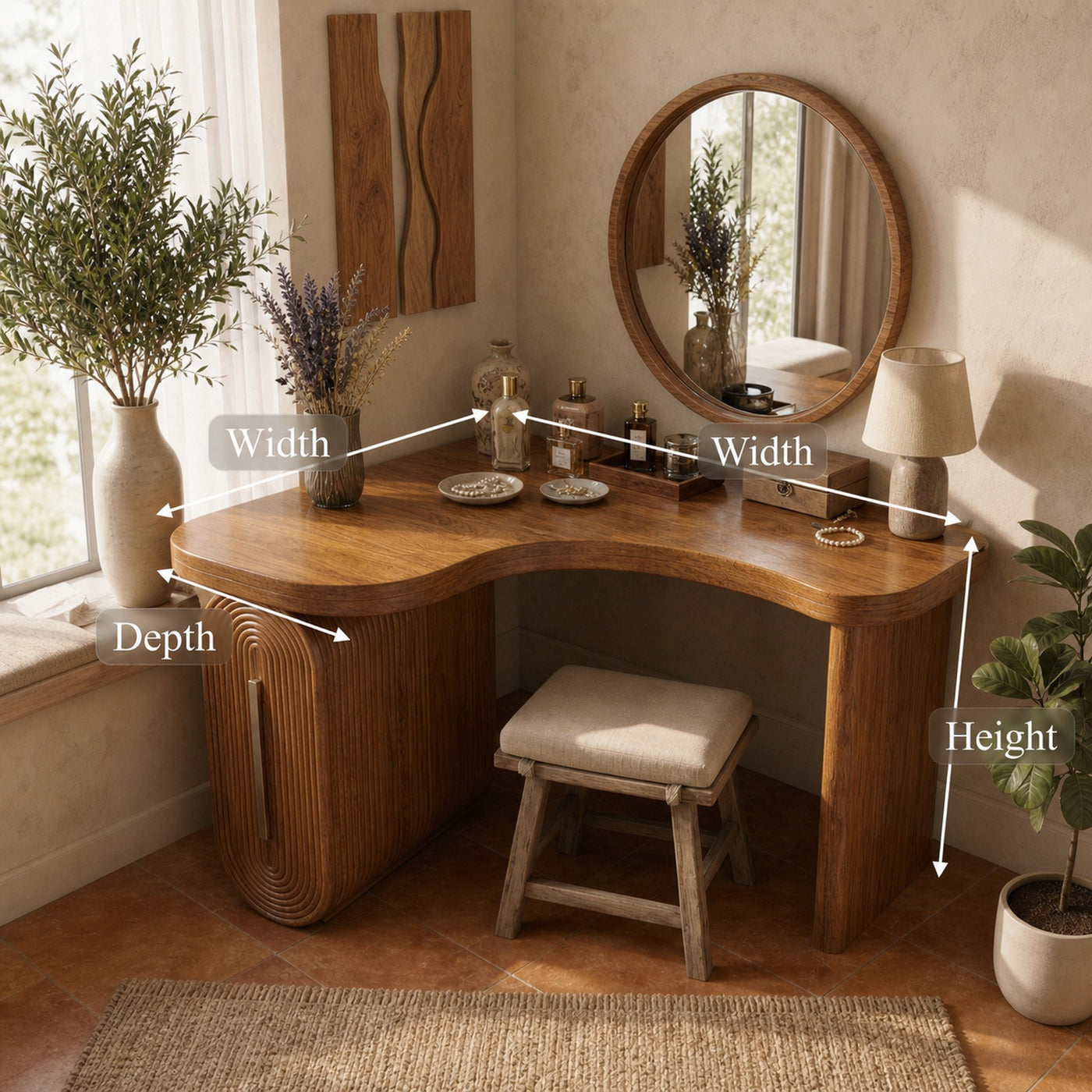 Modern Corner Makeup Vanity Desk With Drawers For Bedroom And Apartment - product view 8