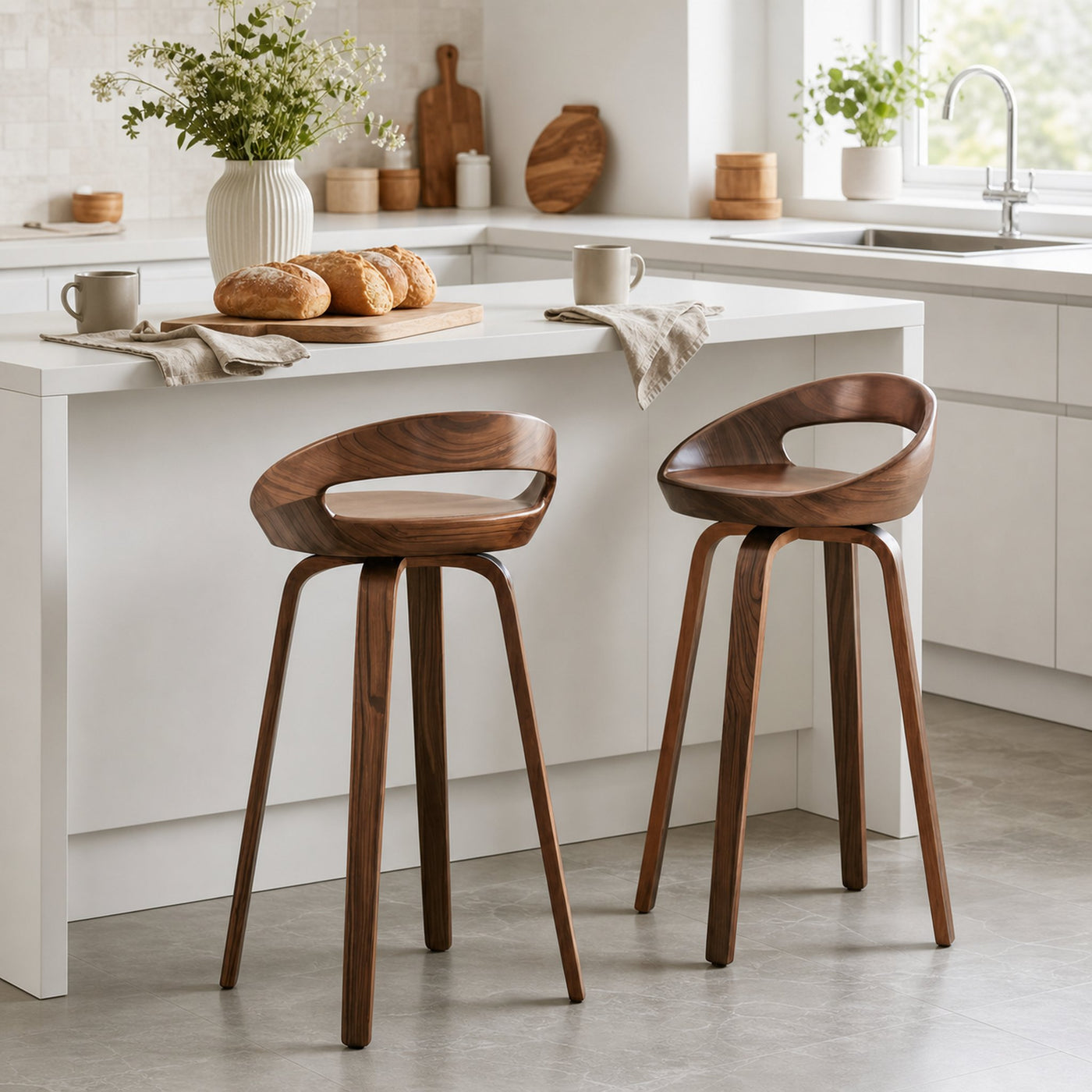 Modern Curved Bar Stools For Kitchen Island Counter Dining - product view 6