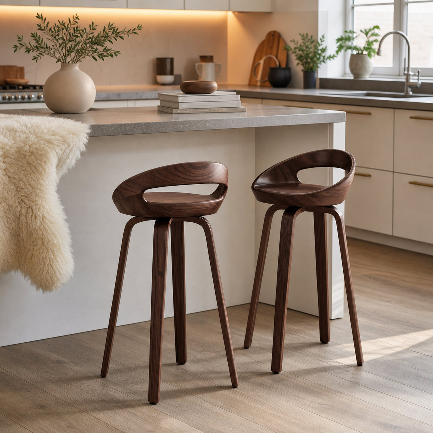 Modern Curved Bar Stools For Kitchen Island Counter Dining - product view 7