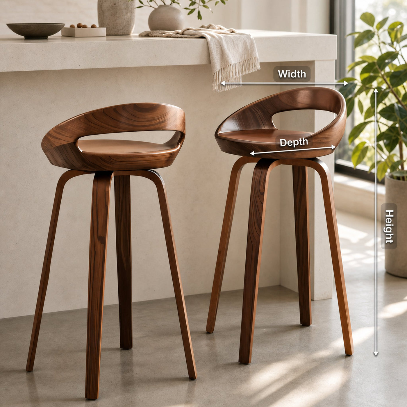 Modern Curved Bar Stools For Kitchen Island Counter Dining - product view 8
