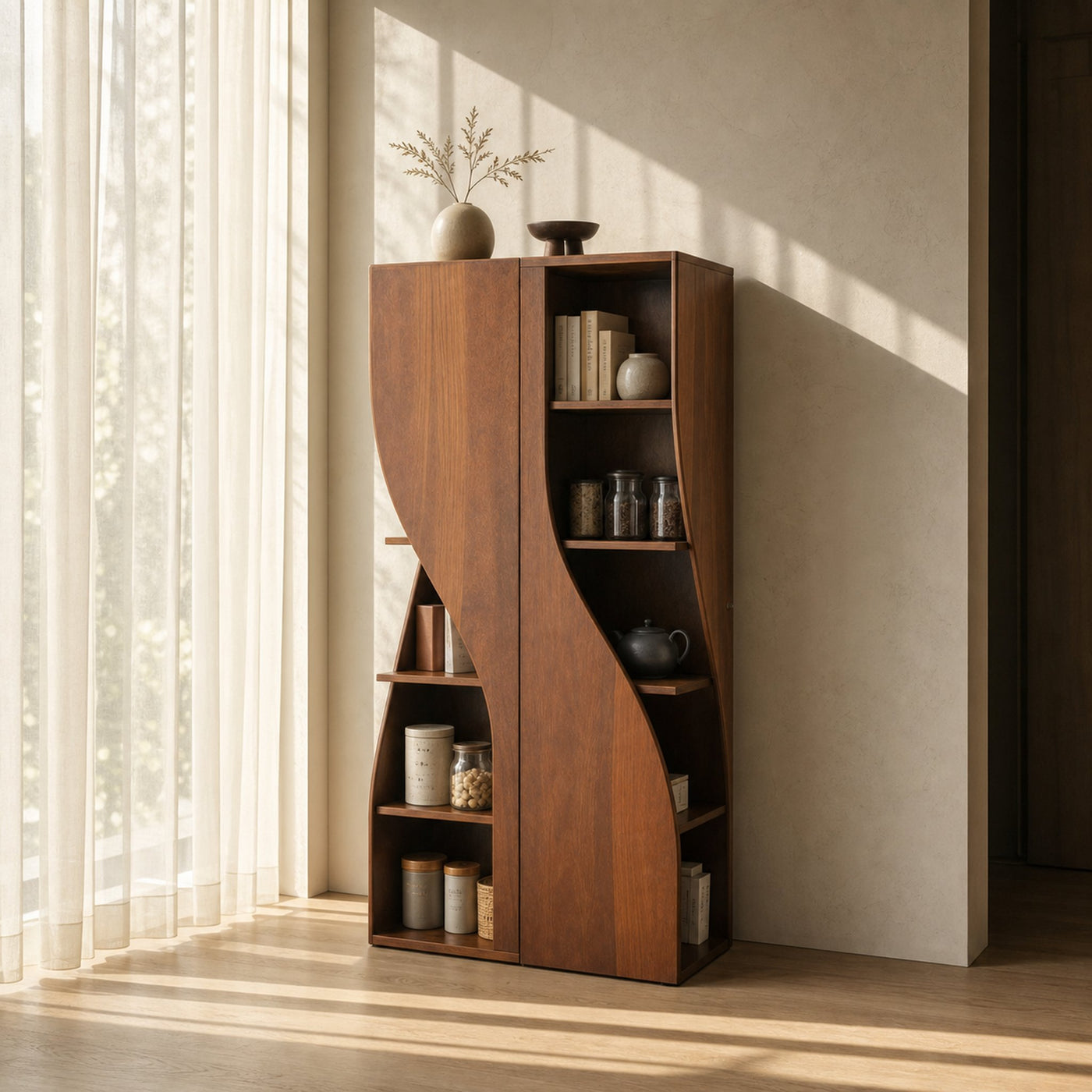 Modern Curved Cabinet Sculptural Doors Kitchen And Living Room - product view 6