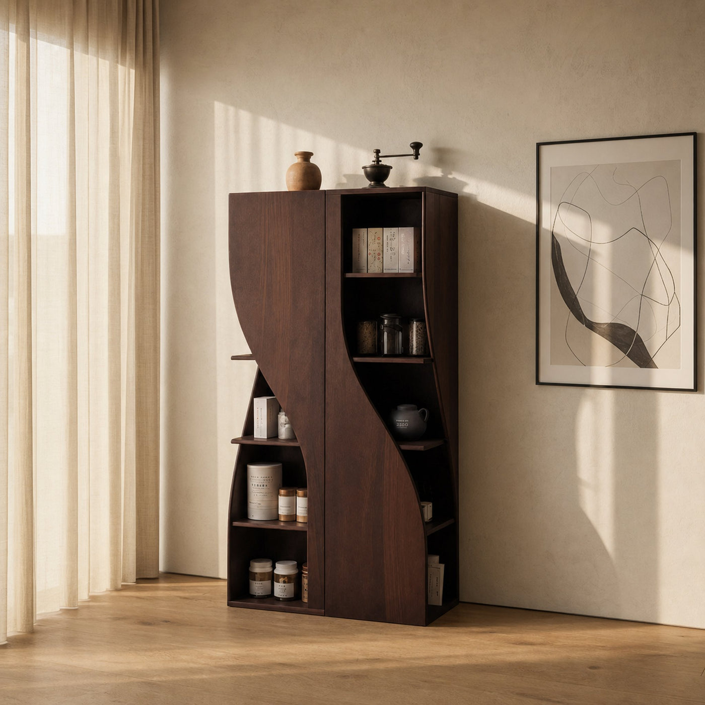 Modern Curved Cabinet Sculptural Doors Kitchen And Living Room - product view 7