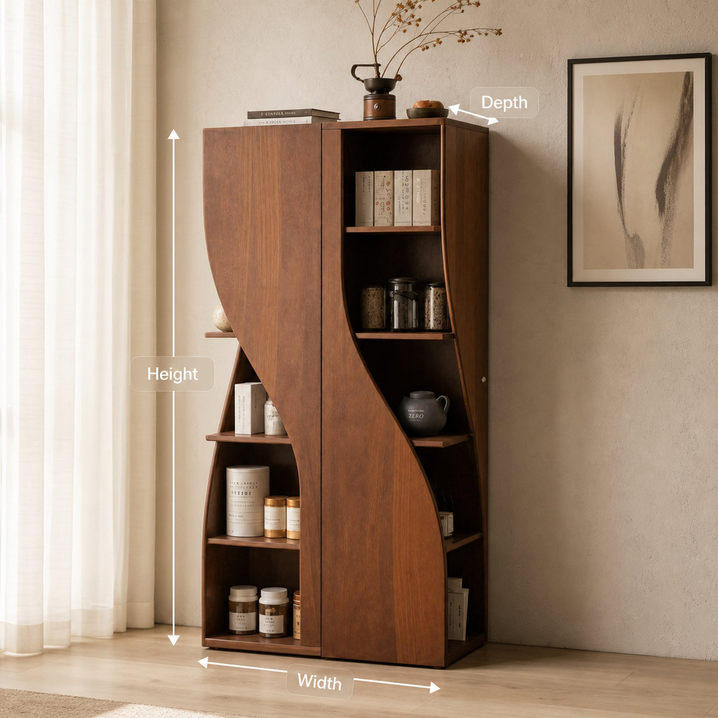 Modern Curved Cabinet Sculptural Doors Kitchen And Living Room - product view 8
