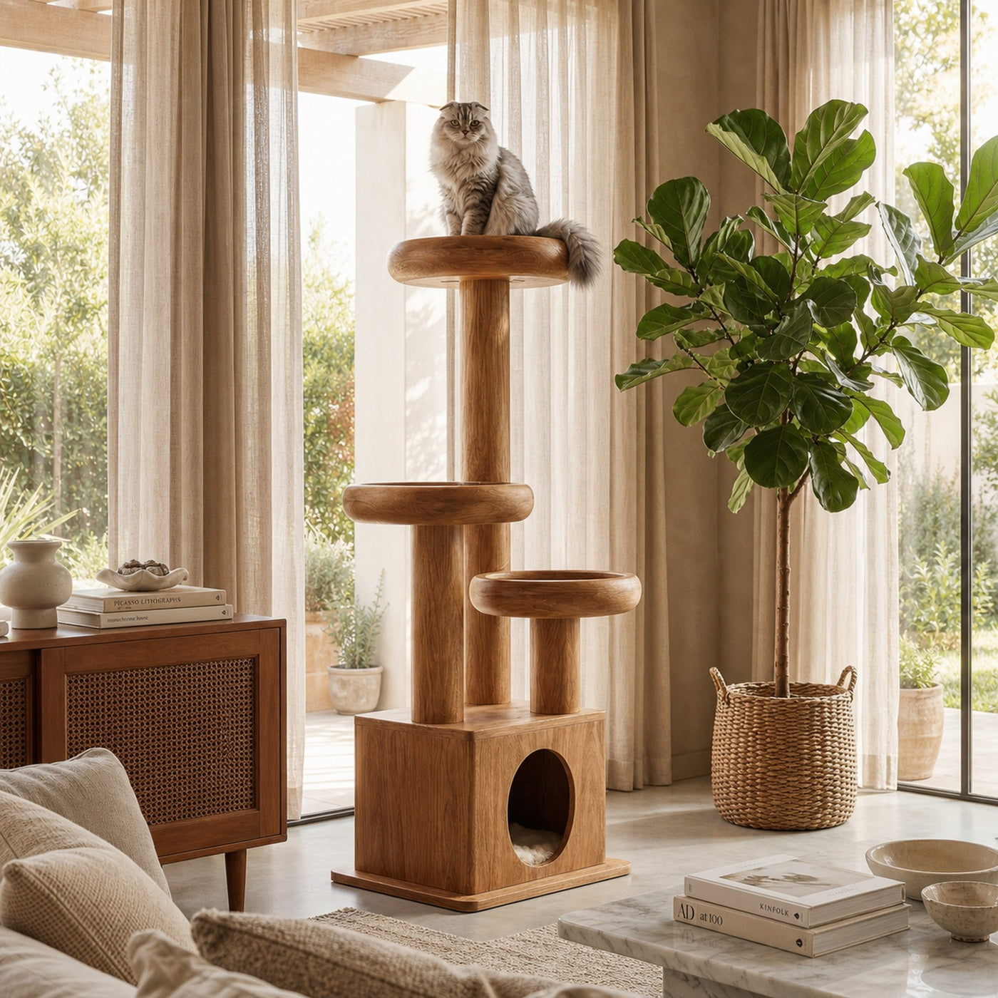 Modern Decorative Cat Tower For Living Room And Pet Lounge