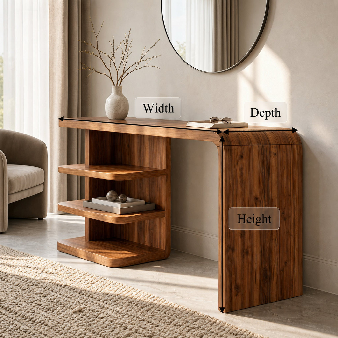 Modern Dressing Table With Integrated Side Storage For Bedroom - product view 8