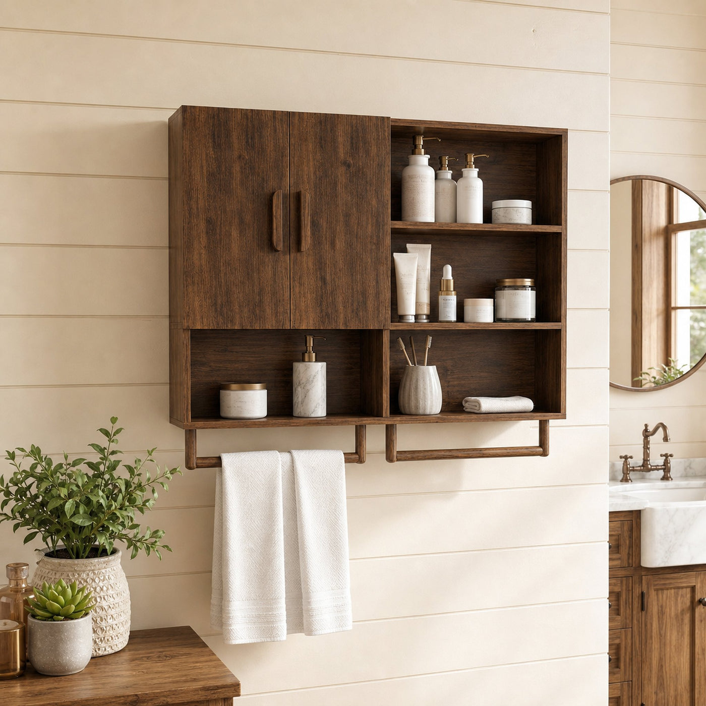 Modern Farmhouse Bathroom Organizer Cabinet For Bathroom And Interior Decor