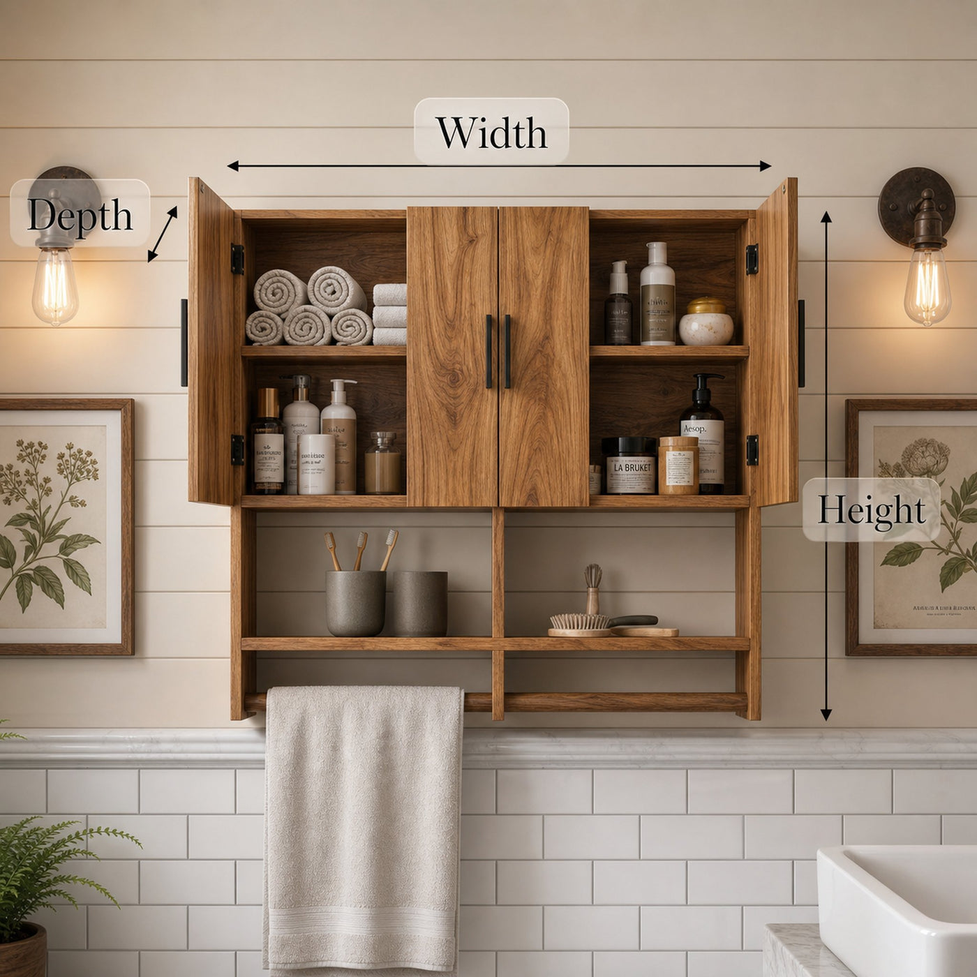 Modern Farmhouse Bathroom Wall Cabinet For Bathroom And Vanity Wall - product view 6
