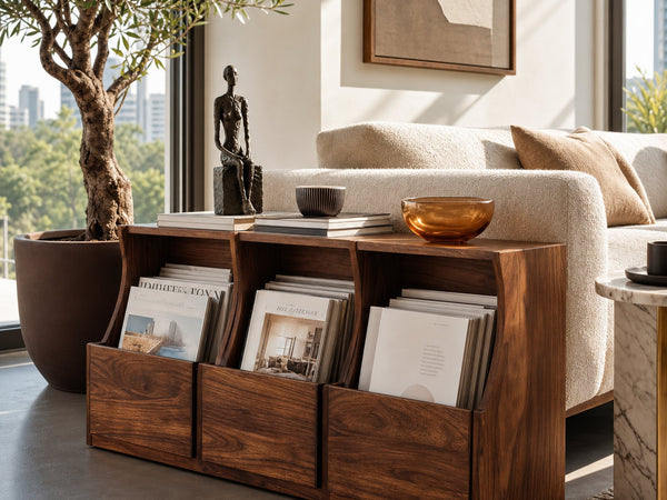 Modern Farmhouse Box Pocket Magazine Rack For Living Room