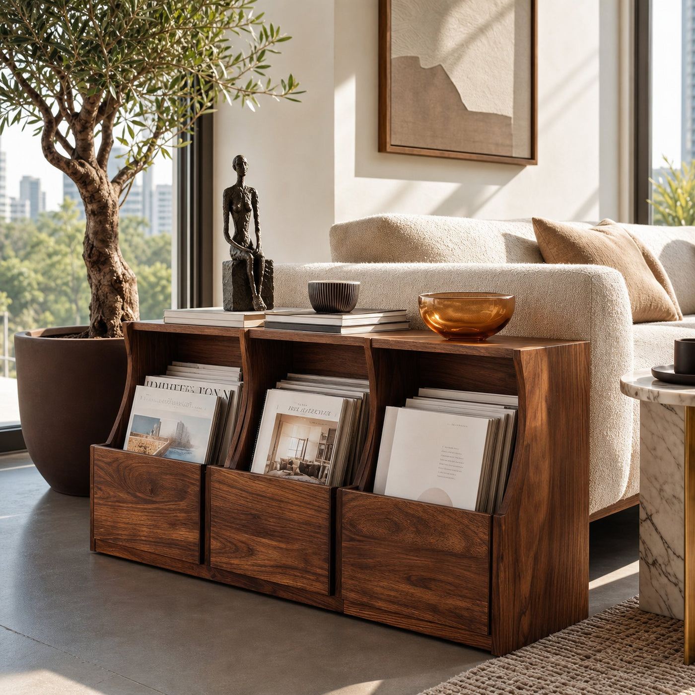 Modern Farmhouse Box Pocket Magazine Rack For Living Room