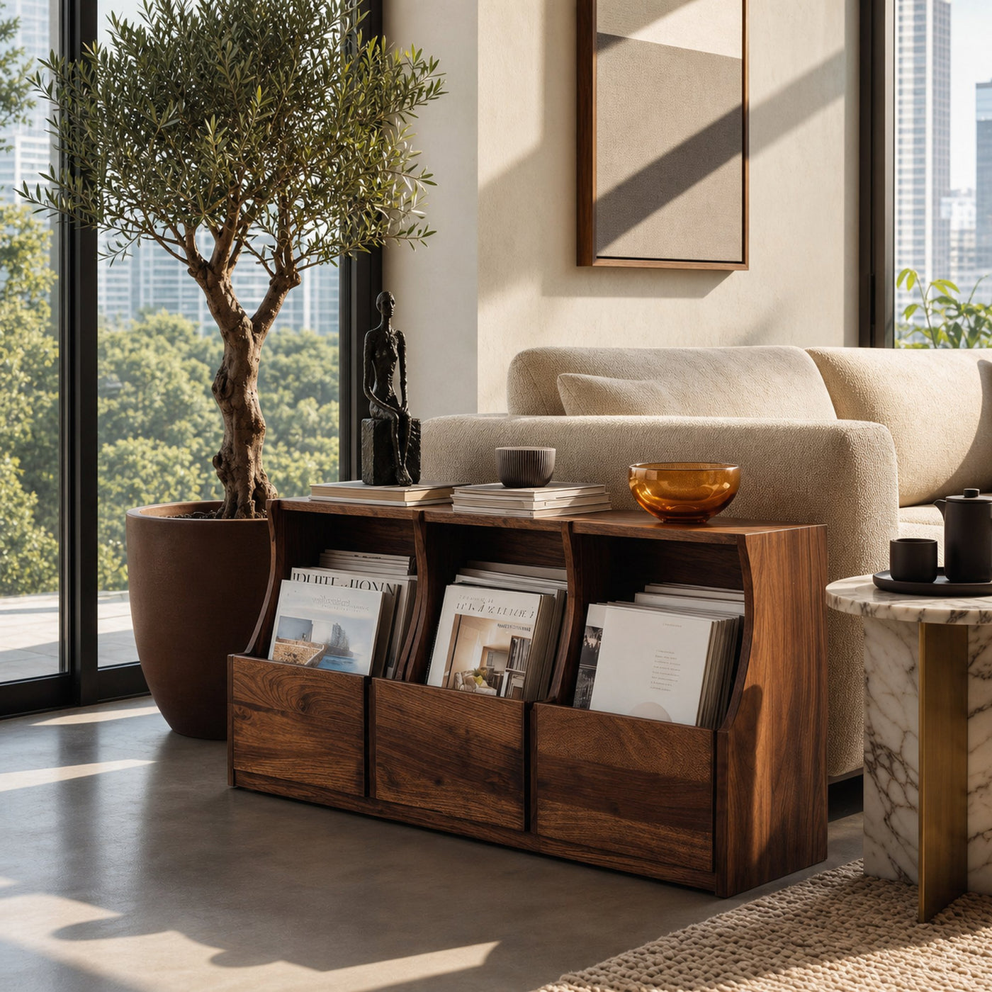 Modern Farmhouse Box Pocket Magazine Rack For Living Room - product view 6