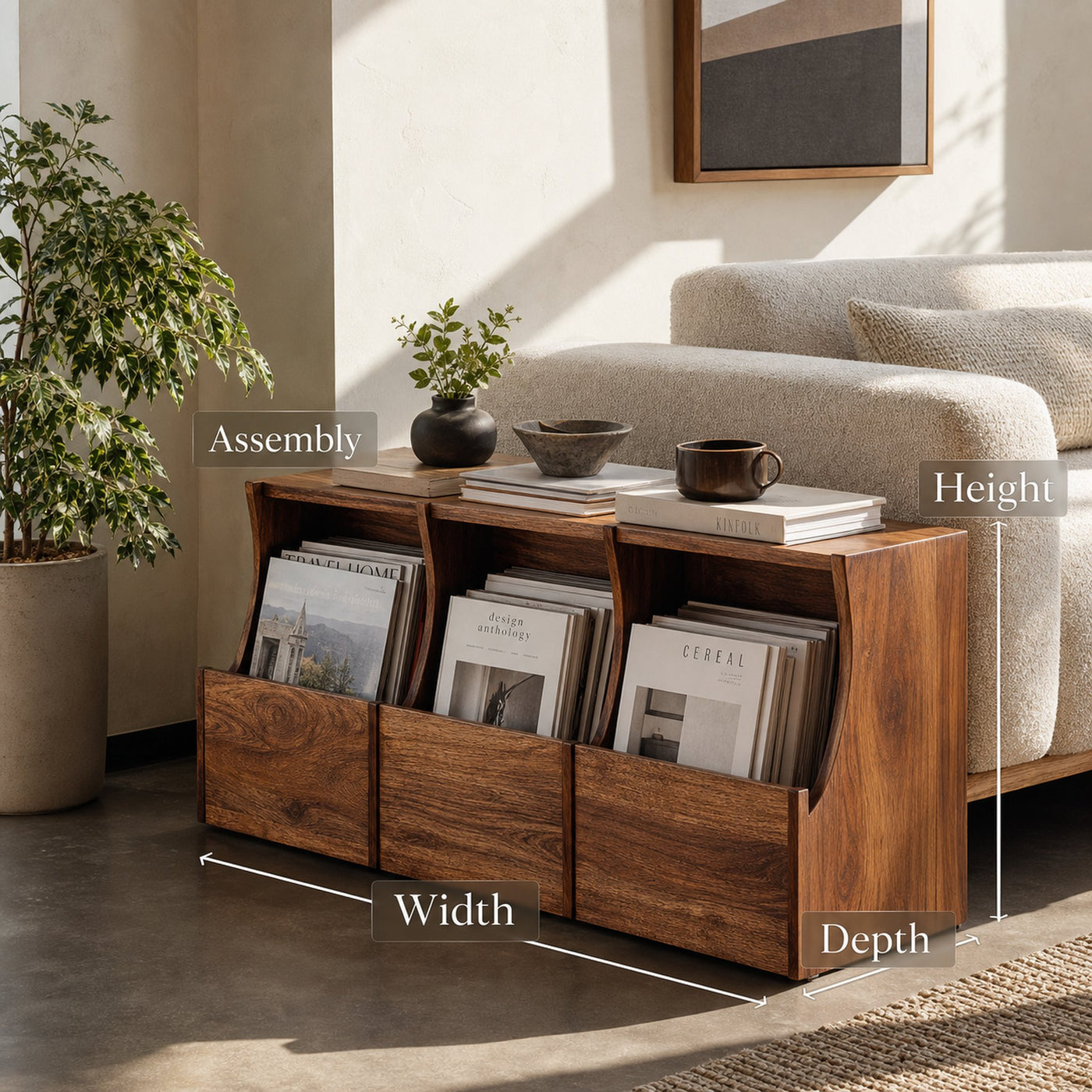 Modern Farmhouse Box Pocket Magazine Rack For Living Room - product view 8