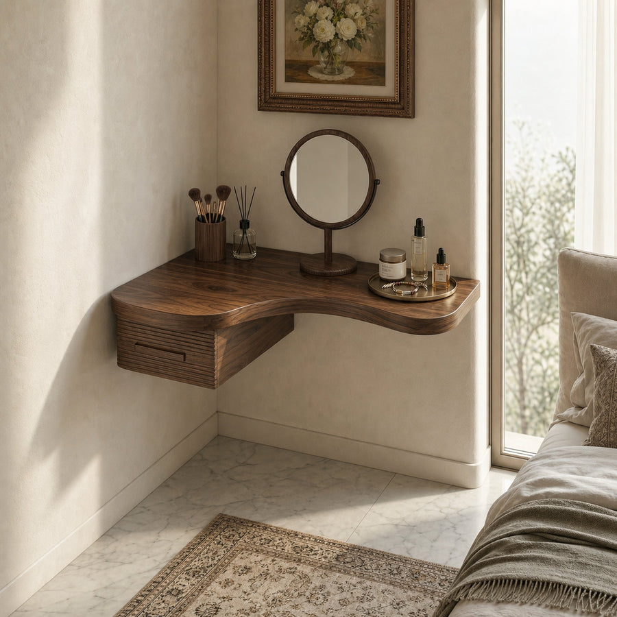 Modern Floating Dressing Table Space Saving Corner Form Bedroom