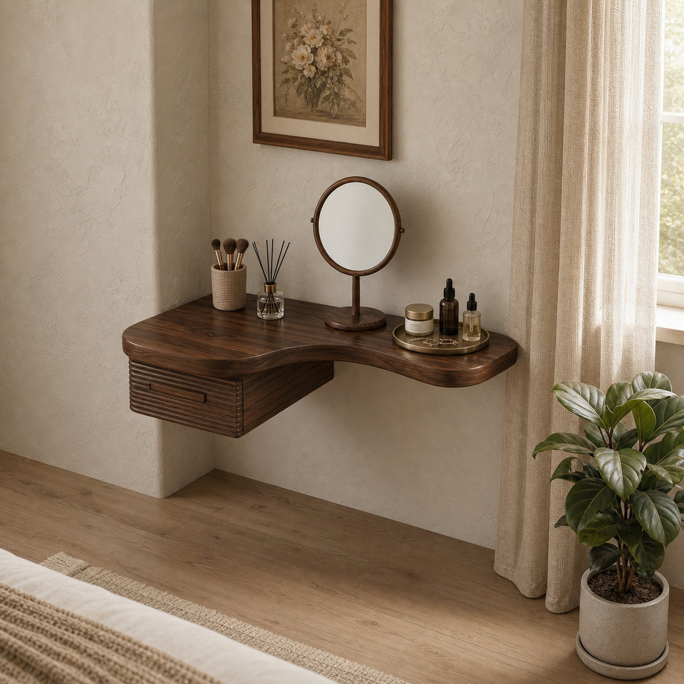Modern Floating Dressing Table Space Saving Corner Form Bedroom - product view 7