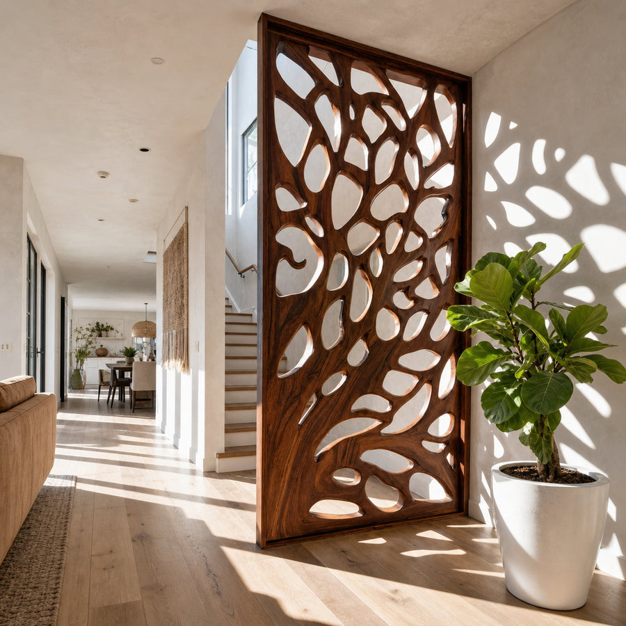 Modern Flowing Carved Divider For Living Room