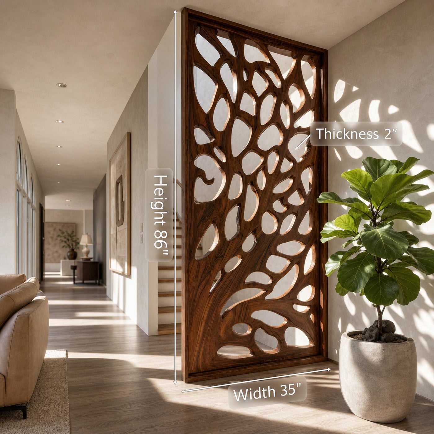 Modern Flowing Carved Divider For Living Room - product view 6