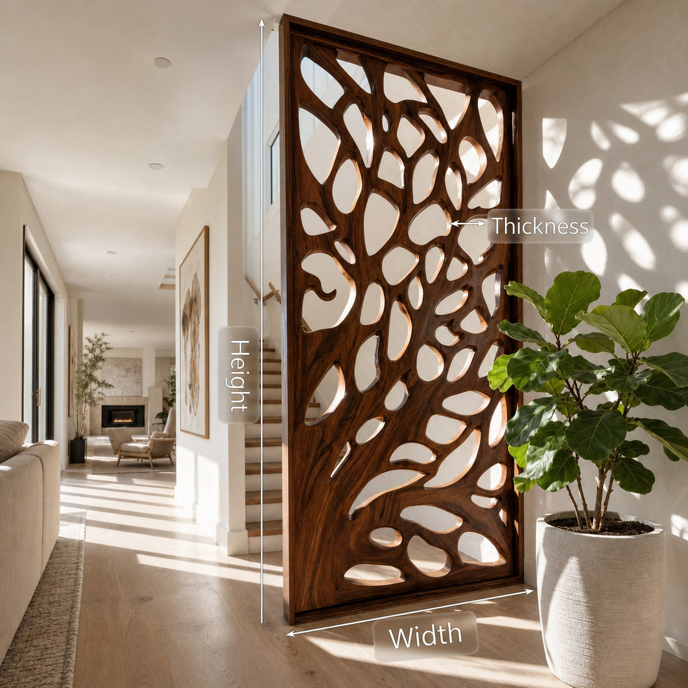 Modern Flowing Carved Divider For Living Room - product view 7