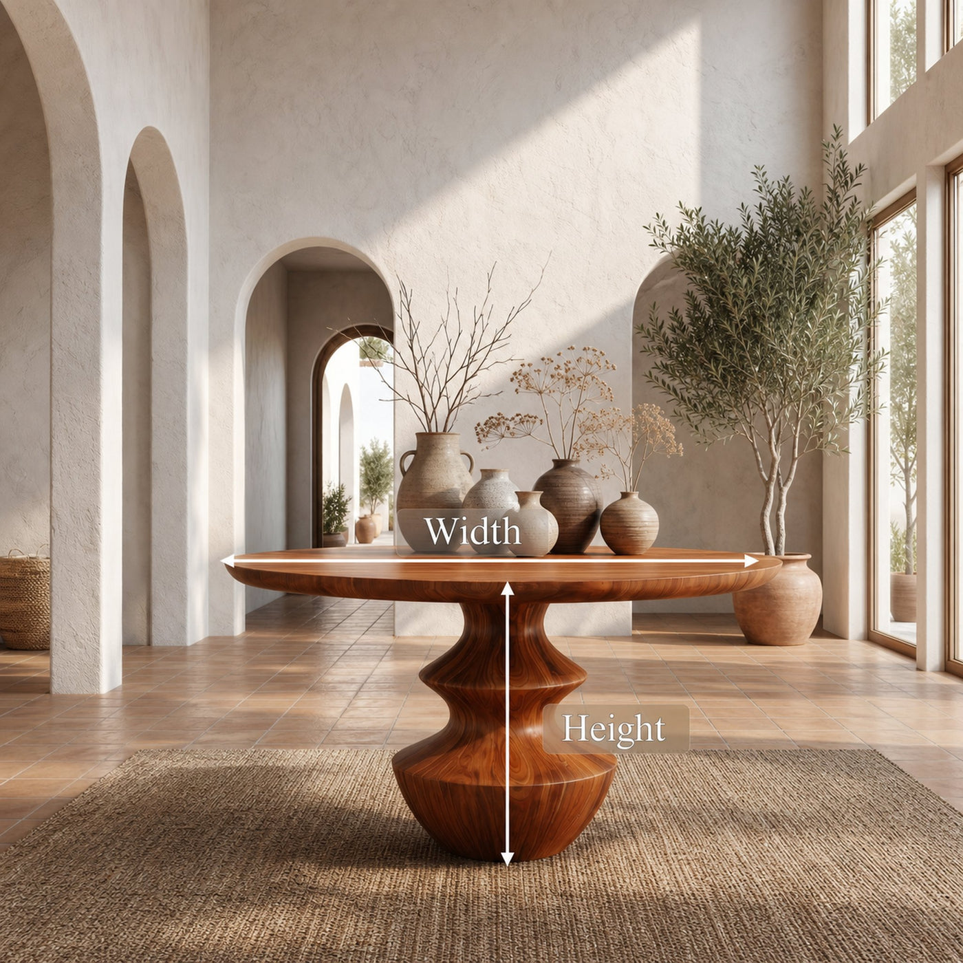 Modern Foyer Table With Sculptural Solid Wood Pedestal Base For Entryway - product view 8