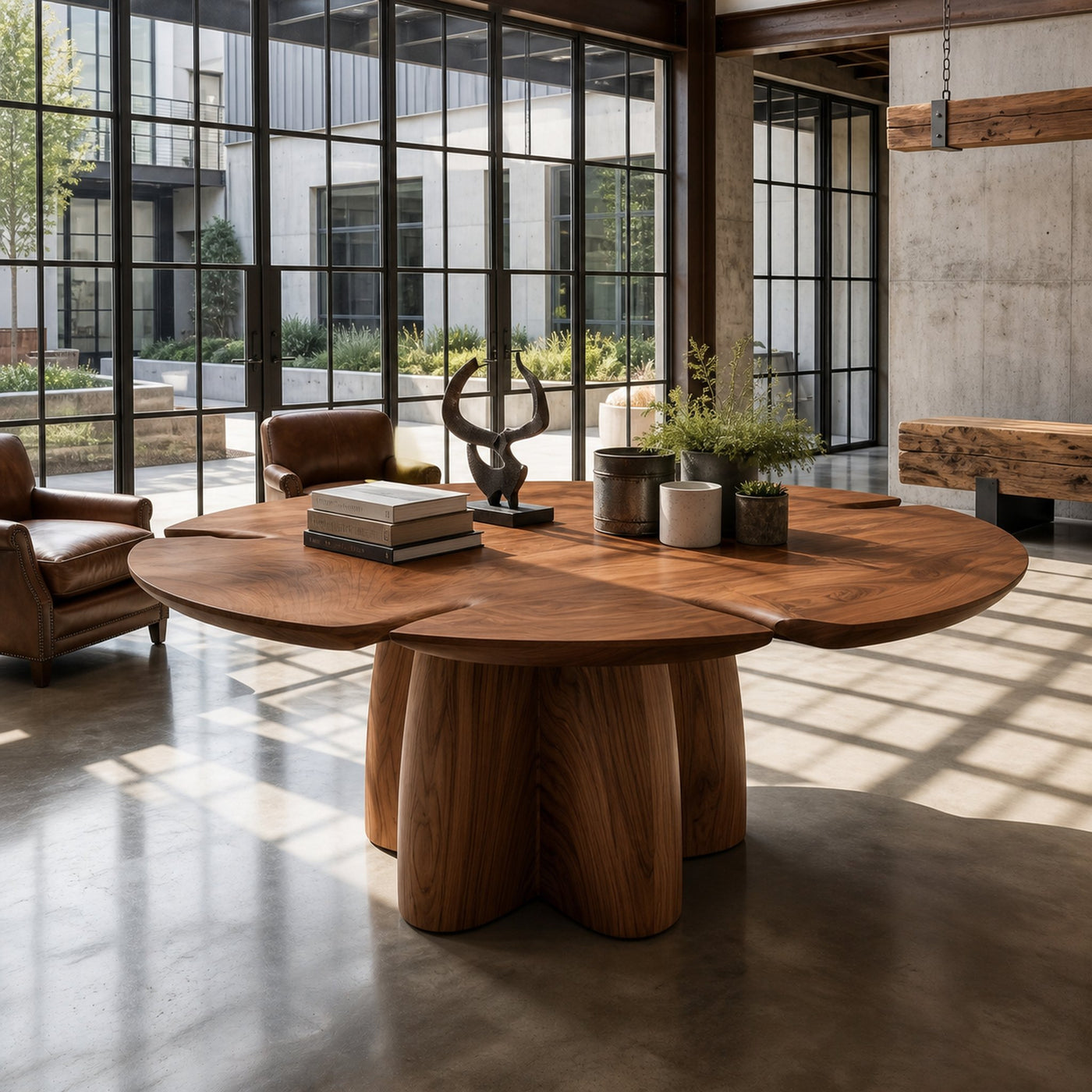 Modern Foyer Table With Sculptural Solid Wood Pedestal Base For Entryway And Hallway - product view 6