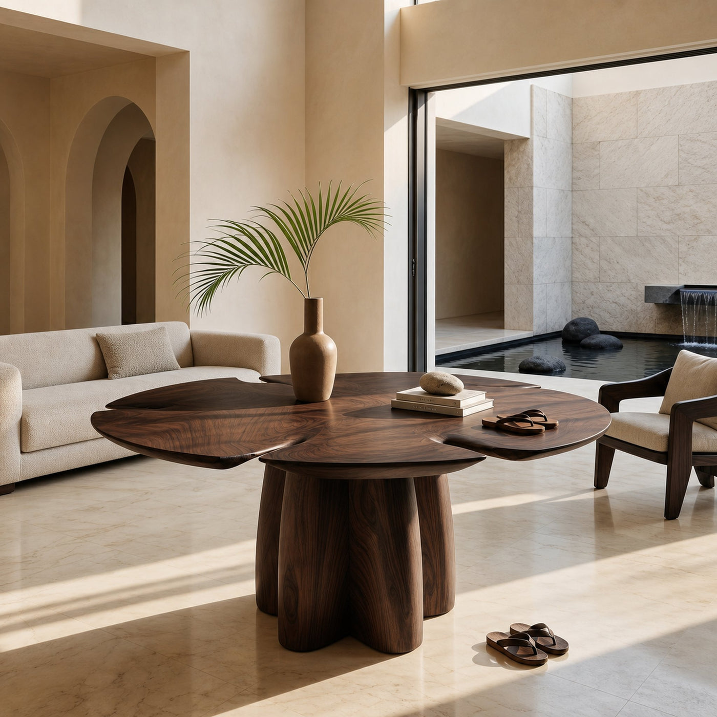 Modern Foyer Table With Sculptural Solid Wood Pedestal Base For Entryway And Hallway - product view 7