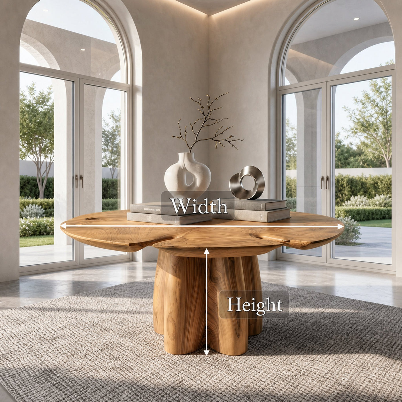 Modern Foyer Table With Sculptural Solid Wood Pedestal Base For Entryway And Hallway - product view 8