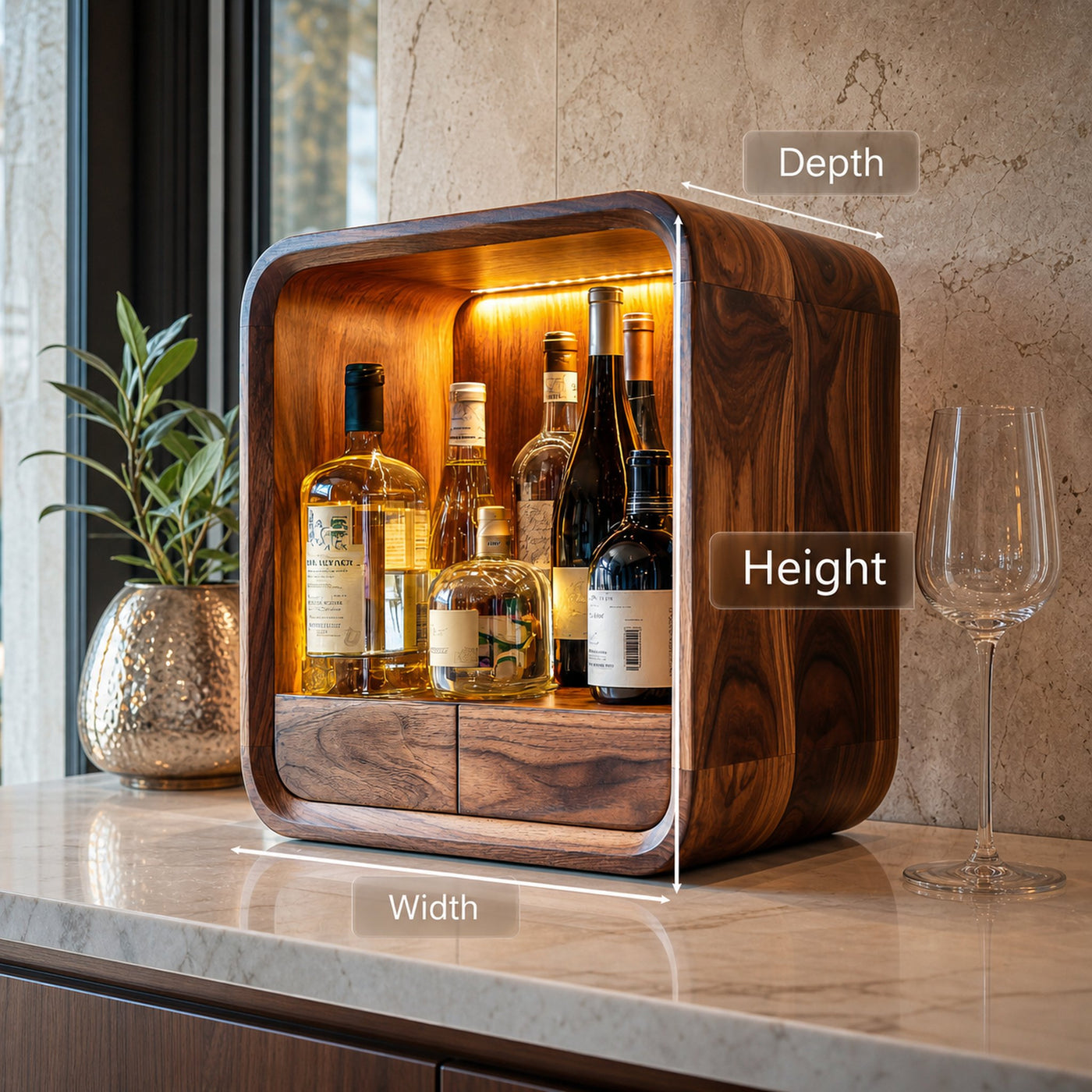 Modern Freestanding Wine Cabinet With Drawer For Home Bar - product view 7