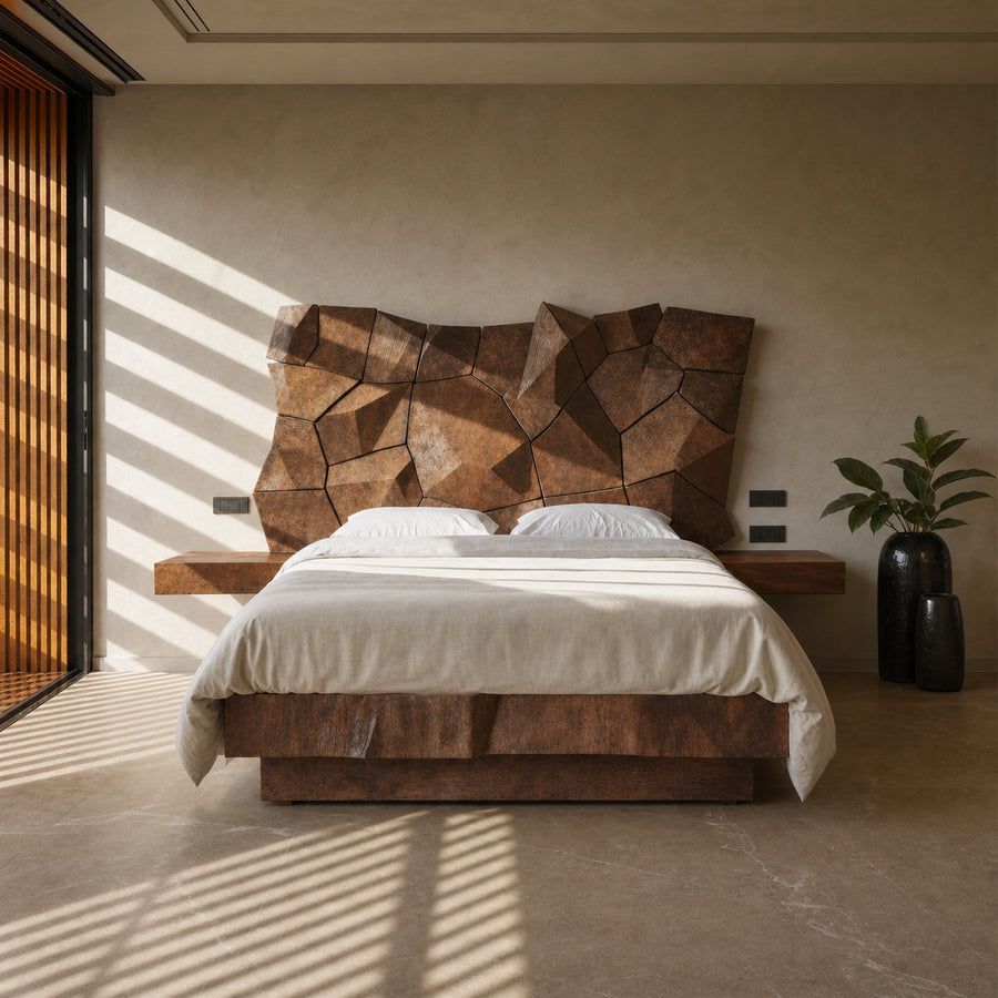 Modern Geometric Headboard Panel For King Or Queen Bed