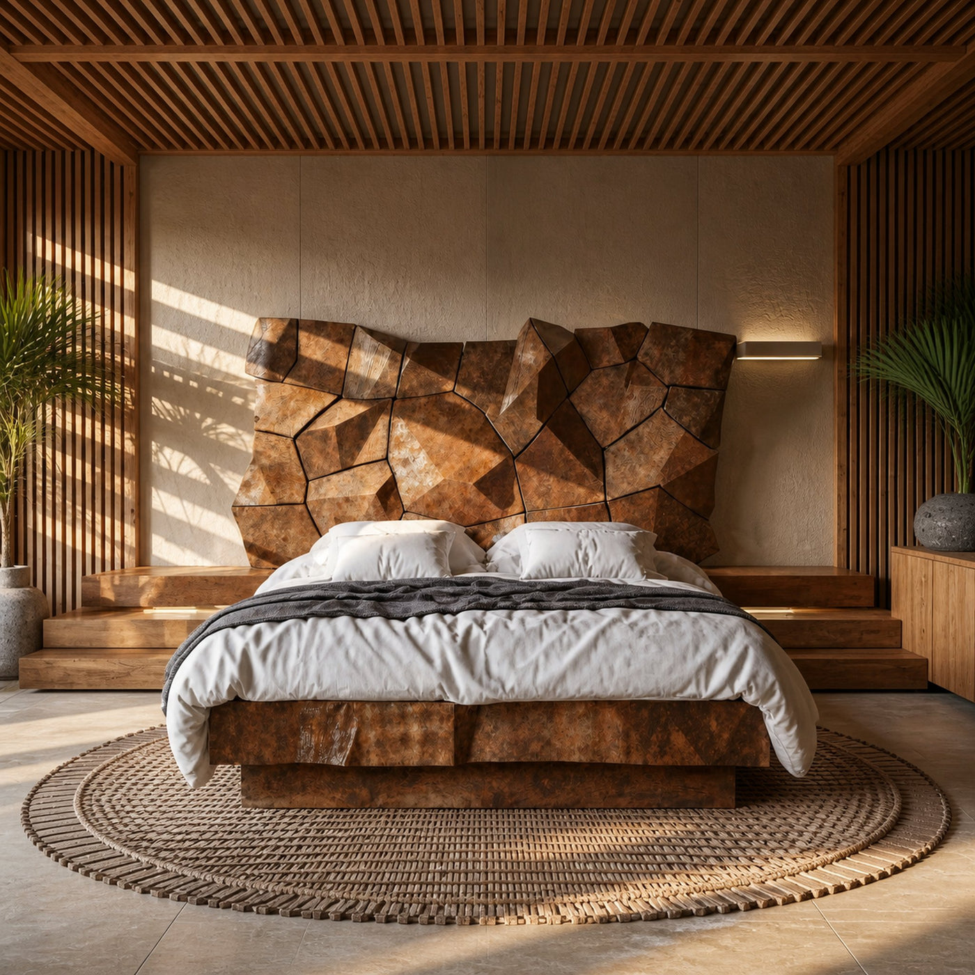 Modern Geometric Headboard Panel For King Or Queen Bed - product view 6