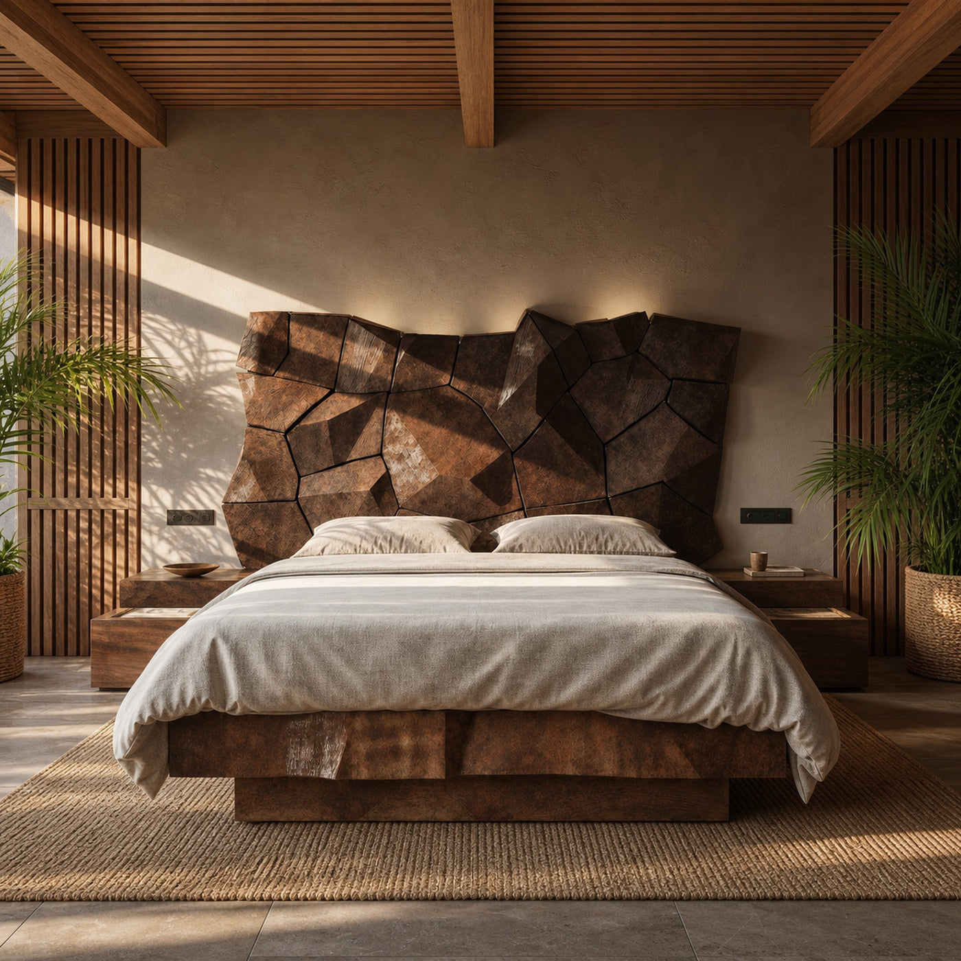 Modern Geometric Headboard Panel For King Or Queen Bed - product view 7