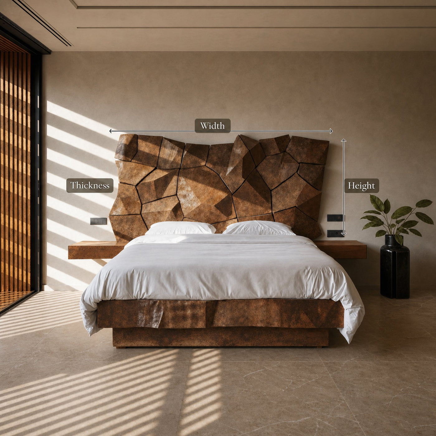 Modern Geometric Headboard Panel For King Or Queen Bed - product view 8