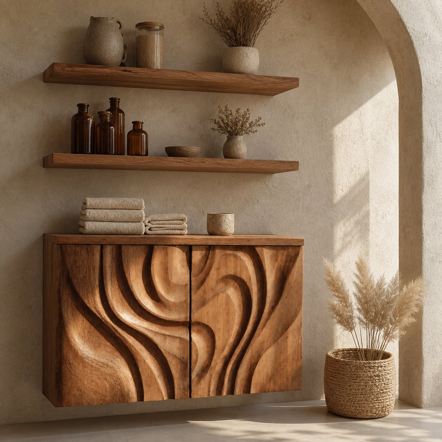 Modern Hand-Carved Bathroom Cabinet For Bathroom