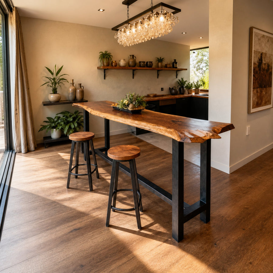 Modern Handmade Live Edge Bar Table For Kitchen Counter, Bar Counter And Dining Nook