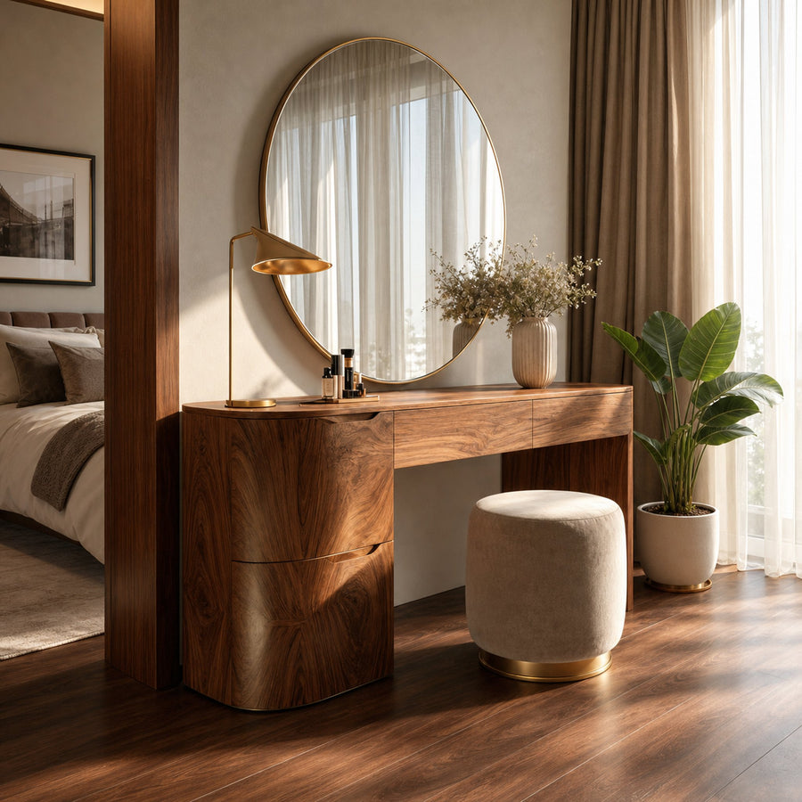 Modern Handmade Vanity Table With Drawers For Bedroom
