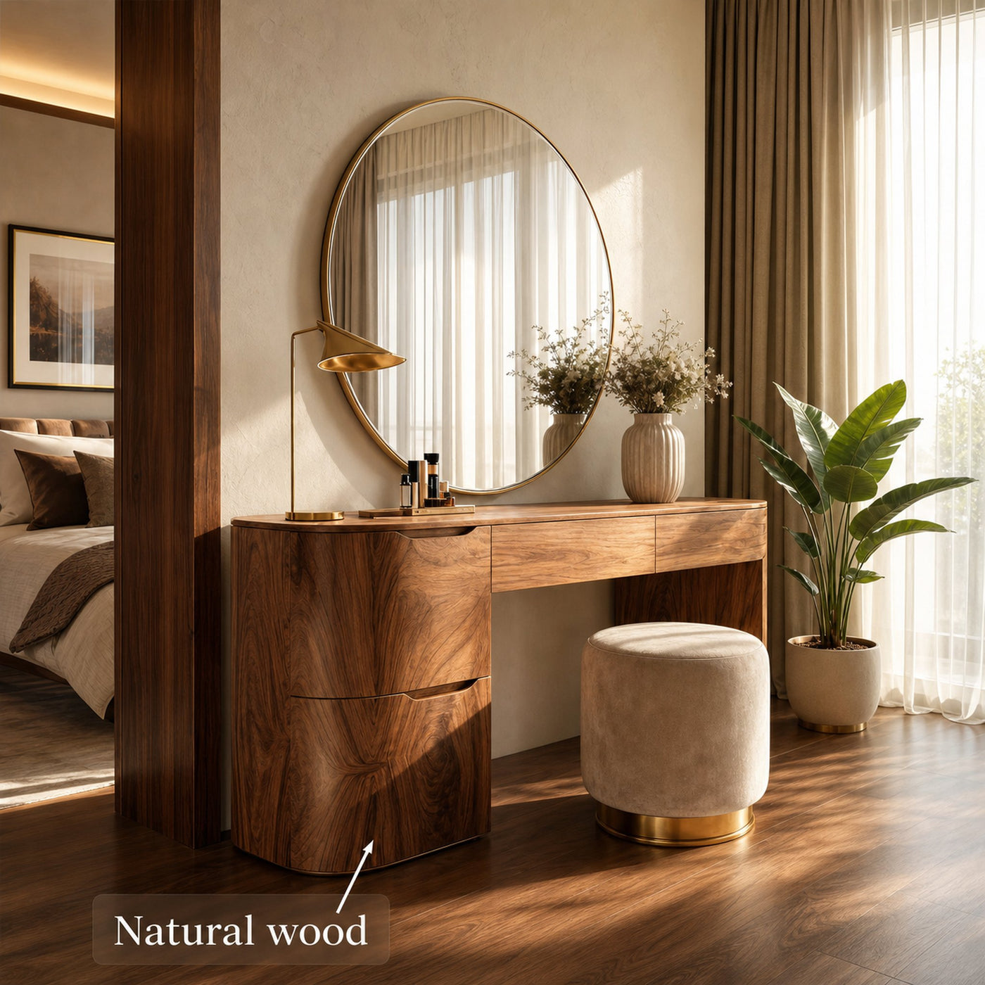 Modern Handmade Vanity Table With Drawers For Bedroom - product view 6