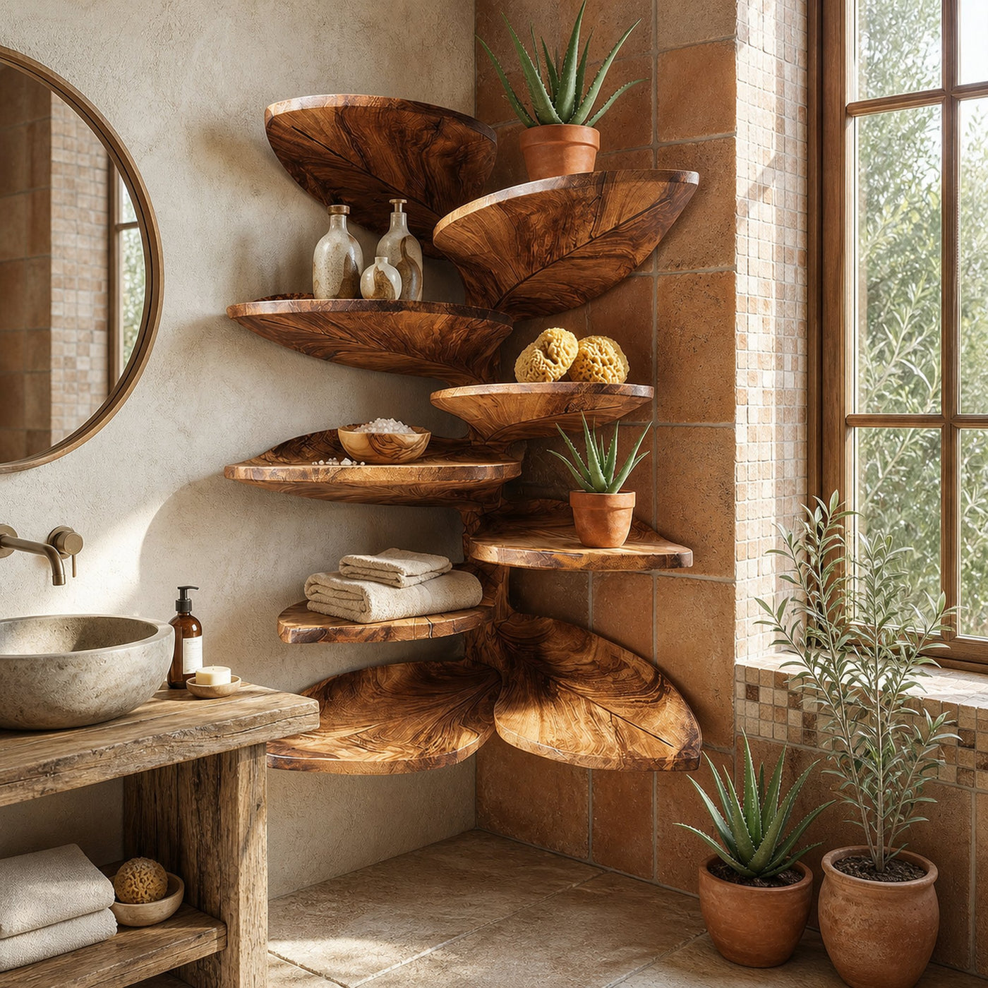 Modern Leaf Corner Shelf Entryway Wall Organizer Display - product view 6