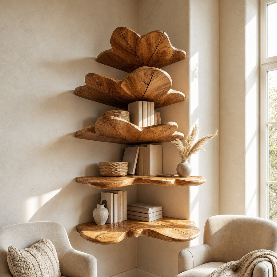 Modern Leaf Floating Shelf Bedroom Wall Decor Display