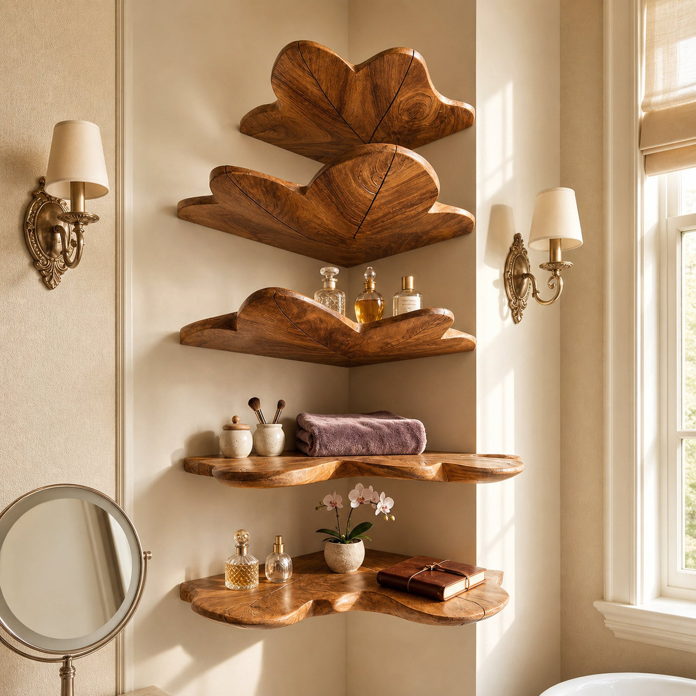 Modern Leaf Floating Shelf Bedroom Wall Decor Display - product view 6
