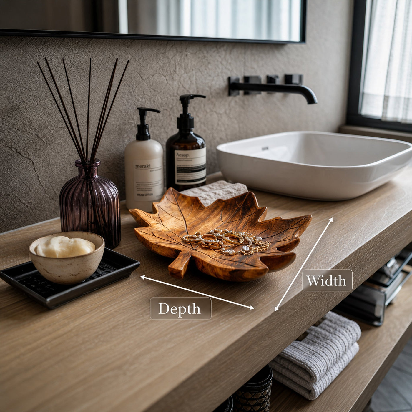 Modern Leaf Shaped Jewelry Tray For Bathroom Decor - product view 6