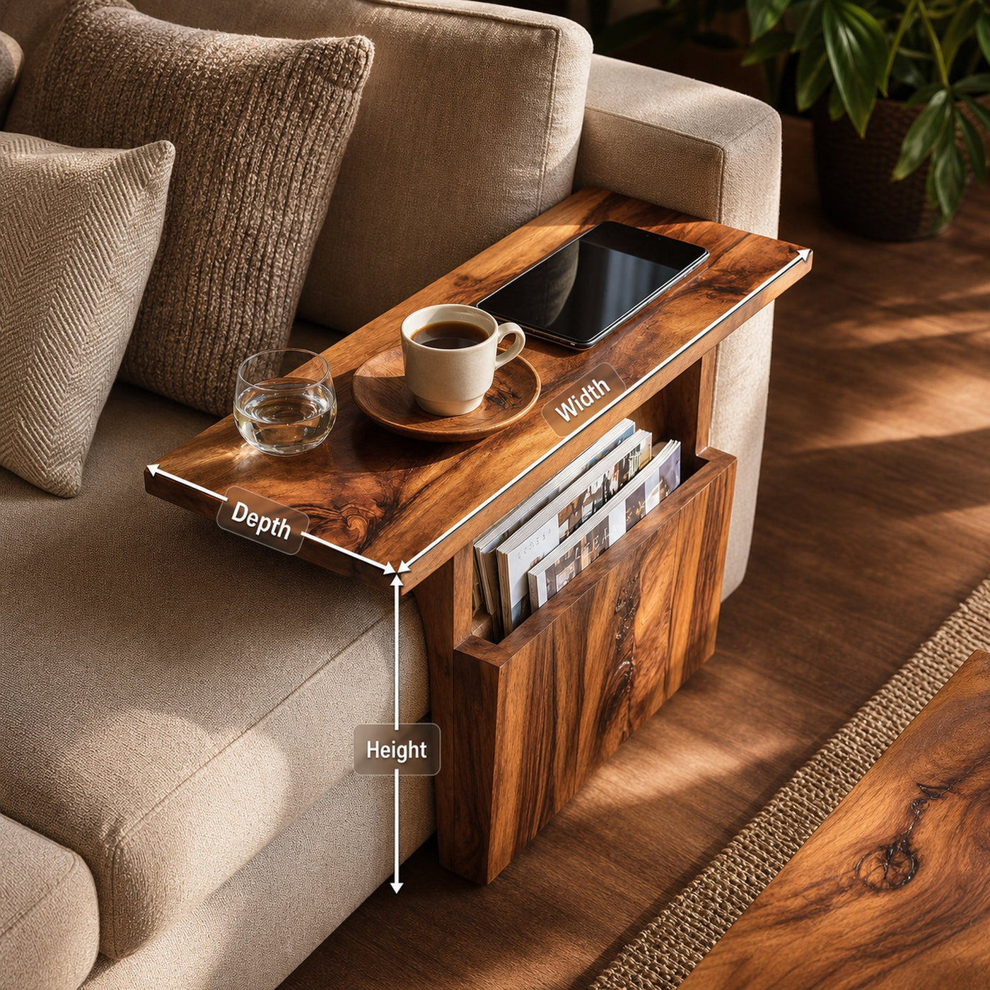 Modern Live Edge Armrest For Elegant Living Room - product view 8