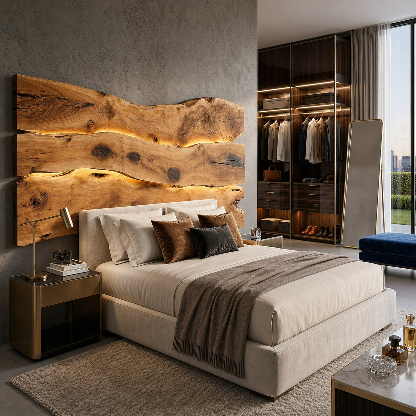 Modern Live Edge Headboard For Luxury Bedroom Interior Decor - product view 6