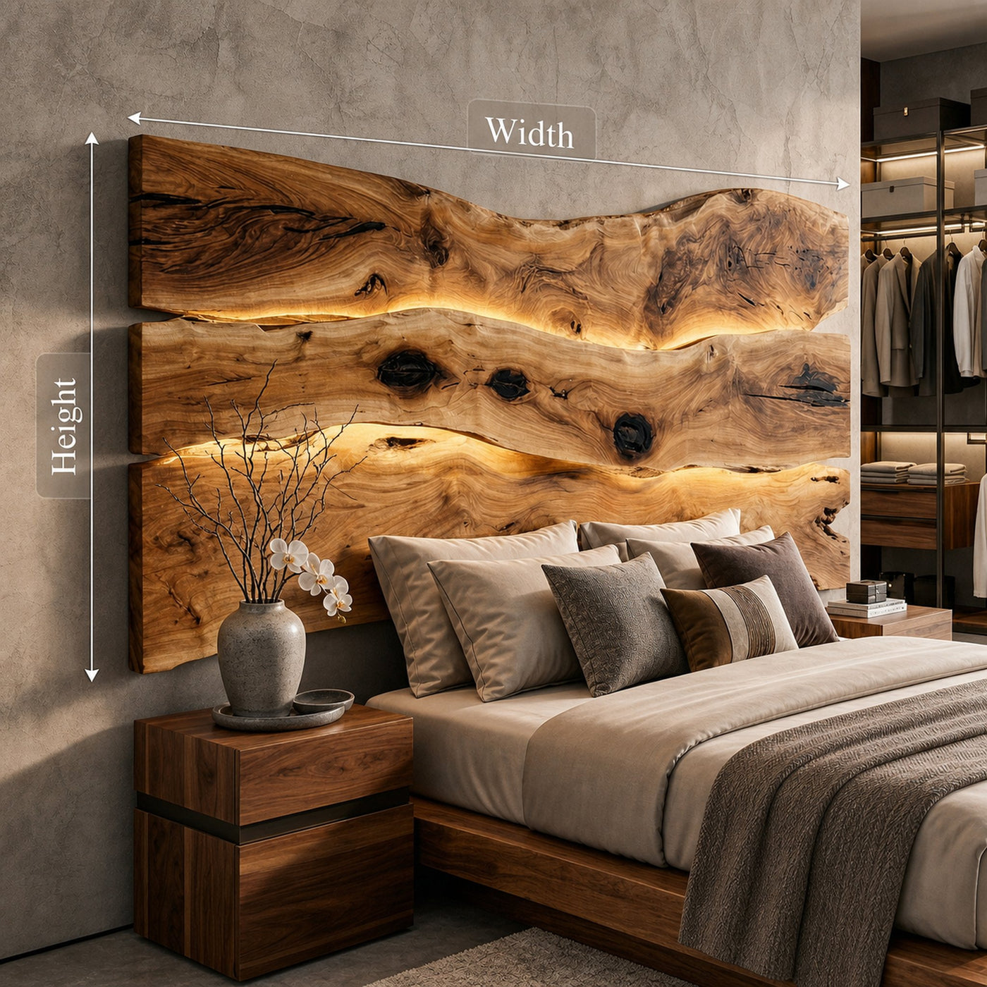 Modern Live Edge Headboard For Luxury Bedroom Interior Decor - product view 8