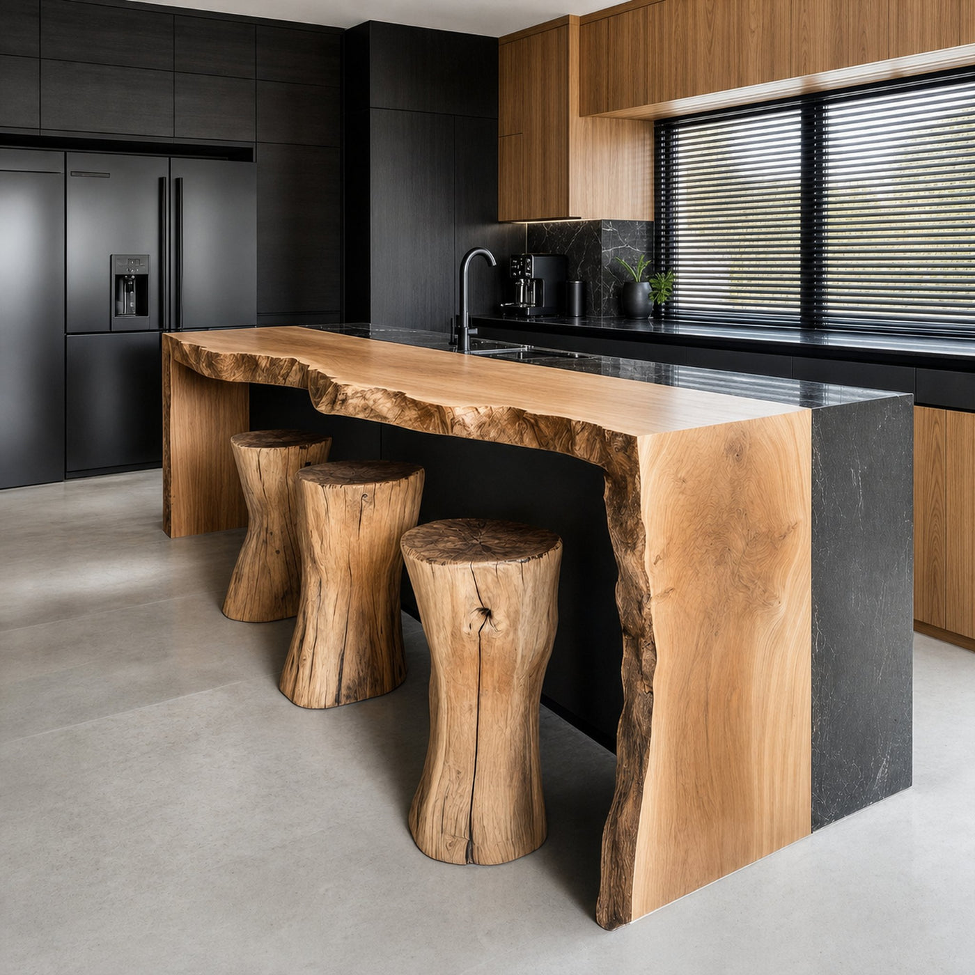 Modern Live Edge Kitchen Island For Kitchen And Breakfast Bar