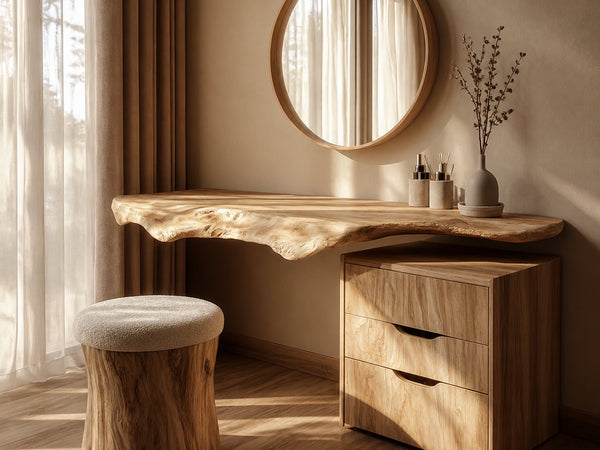 Modern Live Edge Solid Wood Dressing Table Bedroom