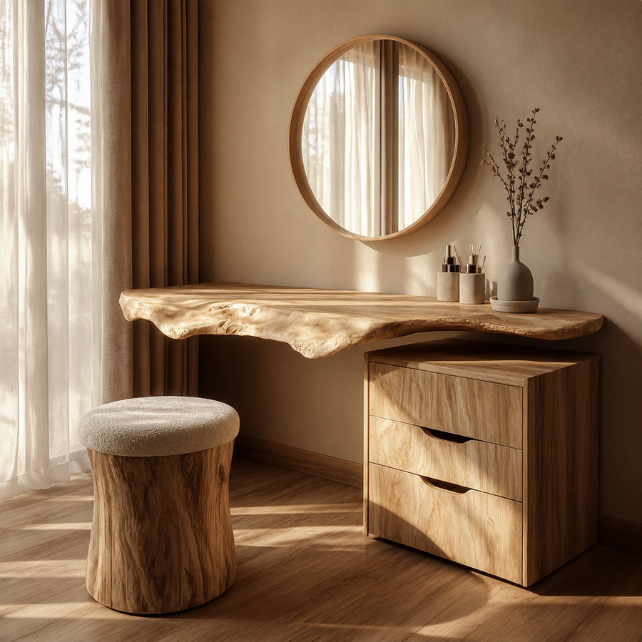 Modern Live Edge Solid Wood Dressing Table Bedroom