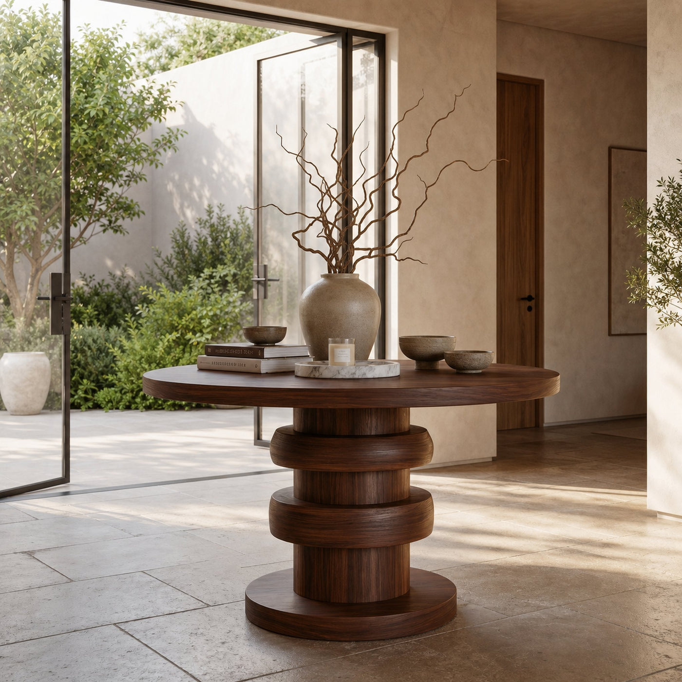 Modern Luxury Architectural Round Foyer Table For Entryway And Lobby - product view 7