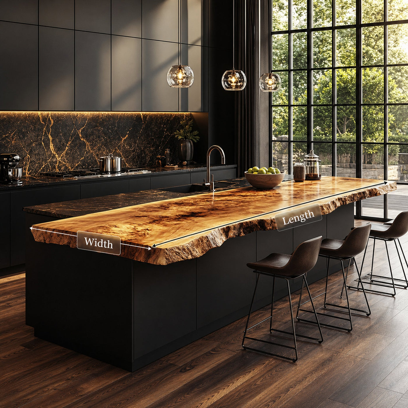 Modern Luxury Live Edge Kitchen Island Kitchen Or Dining Room - product view 6